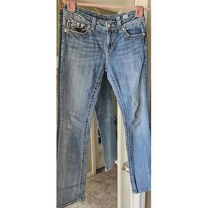 Women's MISS ME Jeans Low Rise  31" X 34" Boot Cut JP5365B 5 Pockets With Bling